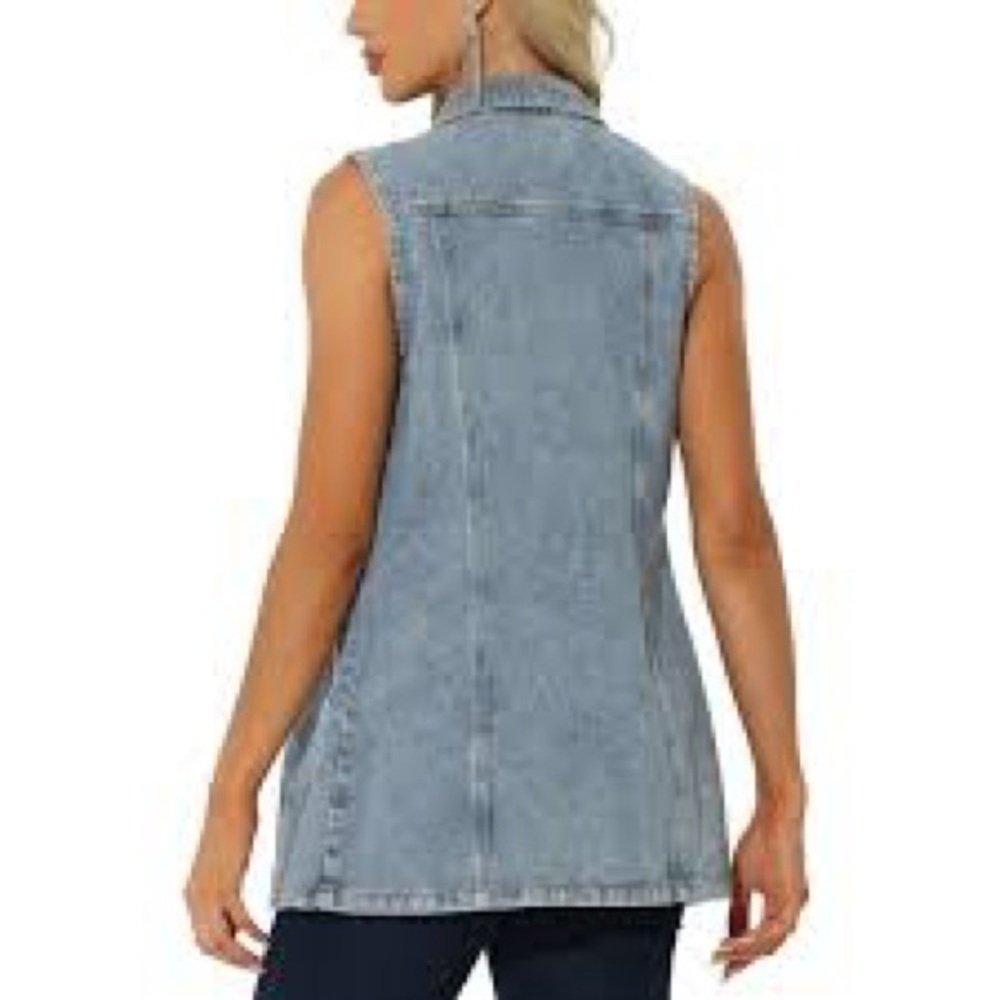 Allegra K Blue Denim Vest - Picture 2 of 6